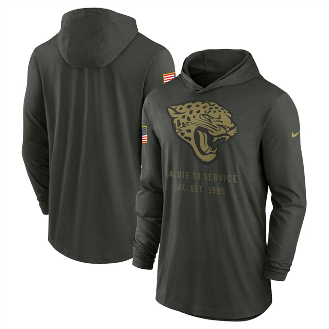 Men's Jacksonville Jaguars Forest Green 2025 Salute to Service Sideline Dri-FIT Lightweight Pullover Hoodie